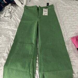 Green Zara Marine Straight Jeans